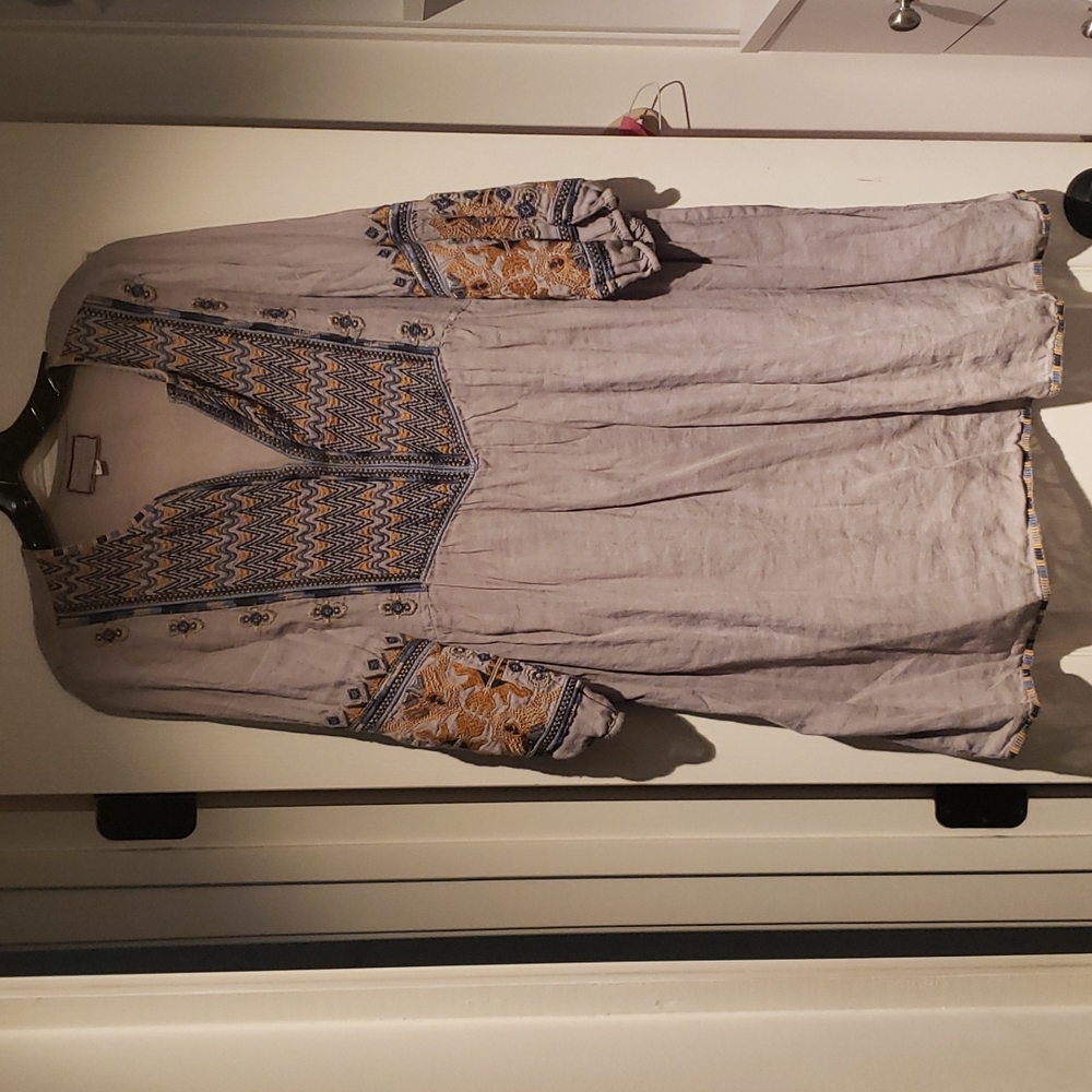Johnny Was Ramie Dress with Embroidering